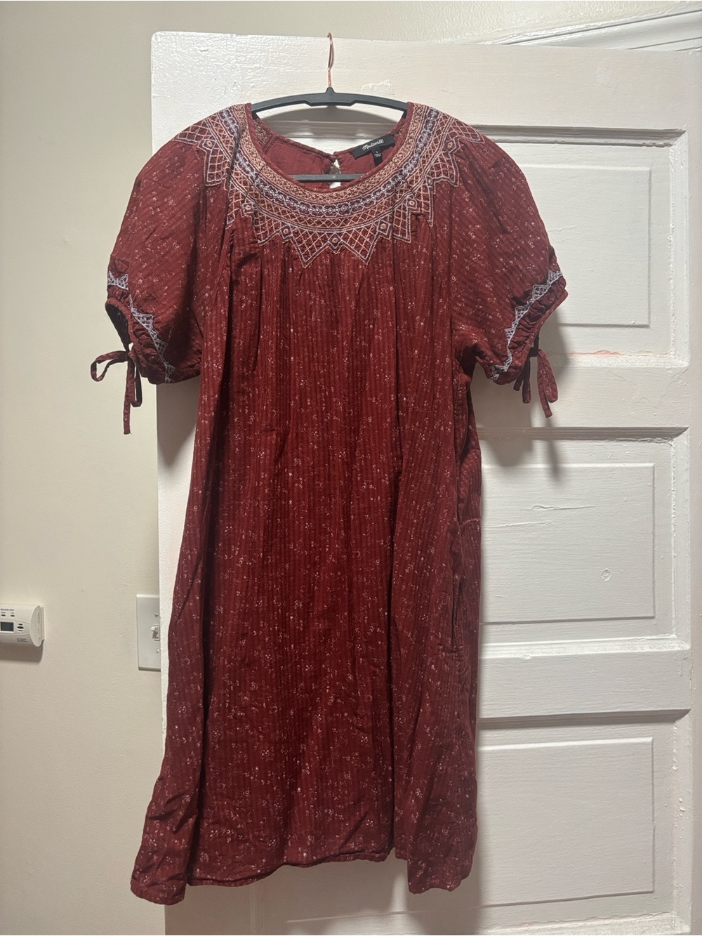 Madewell Red Embroidered swing dress